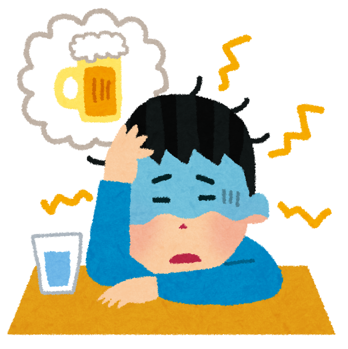 二日酔いで身体がだるい女性のイラスト